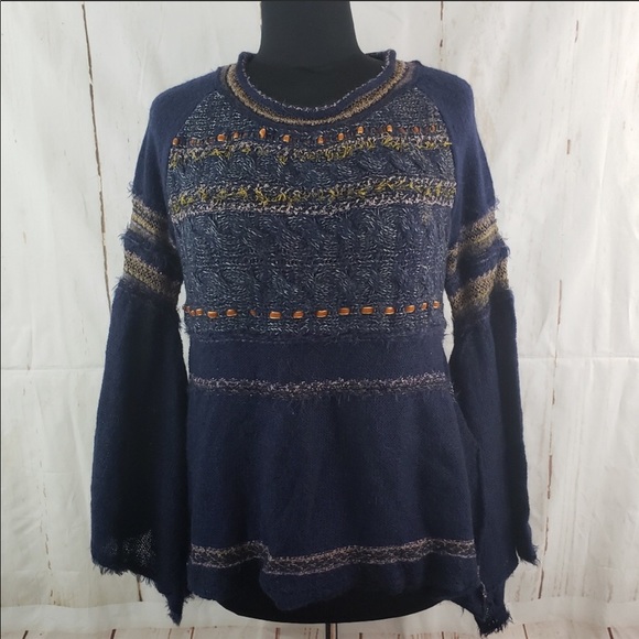 Free People Craft Time Sweater-Navy Blue-Size XS - Picture 3 of 7
